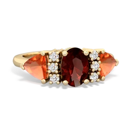 Garnet Antique Style Three Stone 14K Yellow Gold ring R2186