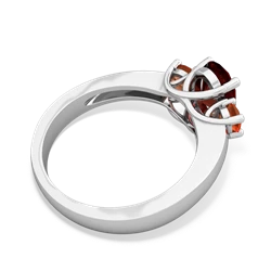 Garnet Three Stone Oval Trellis 14K White Gold ring R4024