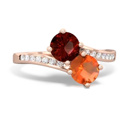 Garnet Channel Set Two Stone 14K Rose Gold ring R5303