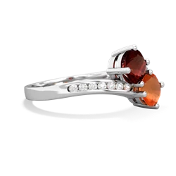 Garnet Channel Set Two Stone 14K White Gold ring R5303