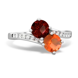 Garnet Channel Set Two Stone 14K White Gold ring R5303