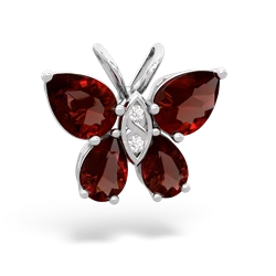 Garnet Butterfly 14K White Gold pendant P2215