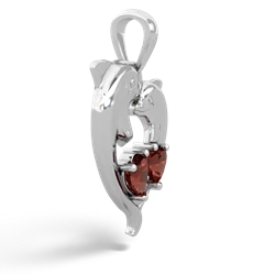 Garnet Dolphin Heart 14K White Gold pendant P5820