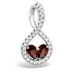 Garnet Pave Twist 'One Heart' 14K White Gold pendant P5360