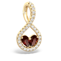 Garnet Pave Twist 'One Heart' 14K Yellow Gold pendant P5360