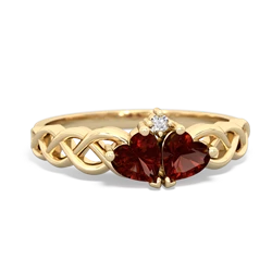 Garnet Heart To Heart Braid 14K Yellow Gold ring R5870