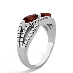 Garnet Diamond Rivers 14K White Gold ring R3070