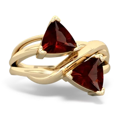 Garnet Split Band Swirl 14K Yellow Gold ring R2341