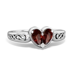 Garnet Filligree 'One Heart' 14K White Gold ring R5070