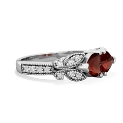 Garnet Diamond Butterflies 14K White Gold ring R5601