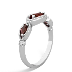 Garnet Milgrain Marquise 14K White Gold ring R5700