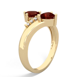 Garnet Heart To Heart 14K Yellow Gold ring R2064