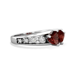 Garnet Heart To Heart 14K White Gold ring R3342