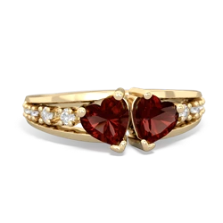 Garnet Heart To Heart 14K Yellow Gold ring R3342