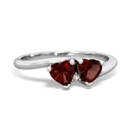 Garnet Sweethearts 14K White Gold ring R5260