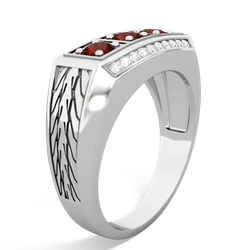 Lab Ruby Three Stone Tire Tread Men's 14K White Gold ring R0520