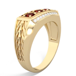 Citrine Three Stone Tire Tread Men's 14K Yellow Gold ring R0520