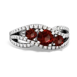 Garnet Three Stone Aurora 14K White Gold ring R3080