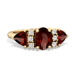 Garnet Antique Style Three Stone 14K Yellow Gold ring R2186