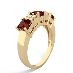 Garnet Three Stone Diamond Cluster 14K Yellow Gold ring R2592