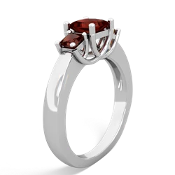 Lab Ruby Three Stone Trellis 14K White Gold ring R4015