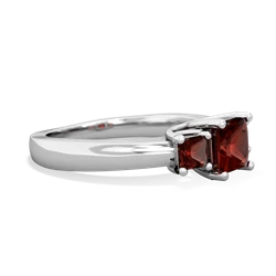 Lab Ruby Three Stone Trellis 14K White Gold ring R4015