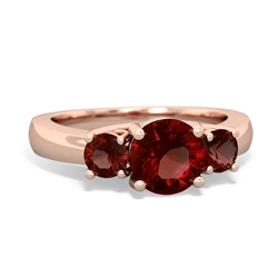 Fire Opal Three Stone Round Trellis 14K Rose Gold ring R4018