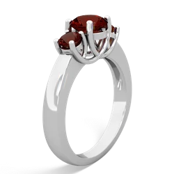 Ruby Three Stone Round Trellis 14K White Gold ring R4018