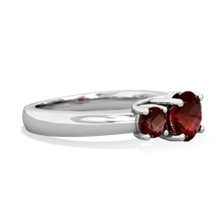 Garnet Three Stone Round Trellis 14K White Gold ring R4018