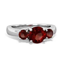 Ruby Three Stone Round Trellis 14K White Gold ring R4018