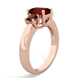 Smoky Quartz Three Stone Emerald-Cut Trellis 14K Rose Gold ring R4021