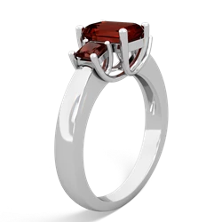 Pink Tourmaline Three Stone Emerald-Cut Trellis 14K White Gold ring R4021