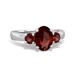 Garnet Three Stone Oval Trellis 14K White Gold ring R4024