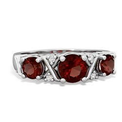 Garnet Hugs And Kisses 14K White Gold ring R5016