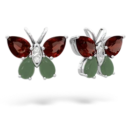 Garnet Butterfly 14K White Gold earrings E2215