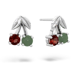 Garnet Sweet Cherries 14K White Gold earrings E7001