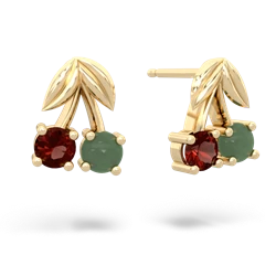 Garnet Sweet Cherries 14K Yellow Gold earrings E7001