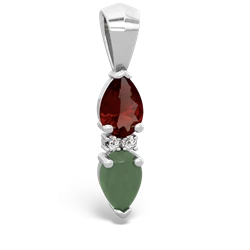 Garnet Bowtie Drop 14K White Gold pendant P0865