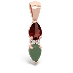 Garnet Bowtie Drop 14K Rose Gold pendant P0865