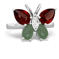 Garnet Butterfly 14K White Gold ring R2215