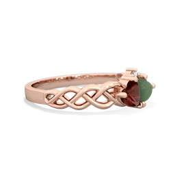 Garnet Heart To Heart Braid 14K Rose Gold ring R5870