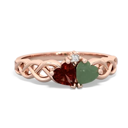 Garnet Heart To Heart Braid 14K Rose Gold ring R5870