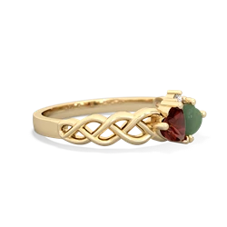 Garnet Heart To Heart Braid 14K Yellow Gold ring R5870