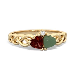 Garnet Heart To Heart Braid 14K Yellow Gold ring R5870