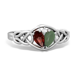 Garnet Celtic Love Knot 14K White Gold ring R5420