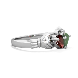 Garnet 'Our Heart' Claddagh 14K White Gold ring R2388