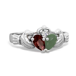 Garnet 'Our Heart' Claddagh 14K White Gold ring R2388