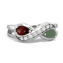 Garnet Diamond Infinity 14K White Gold ring R5390