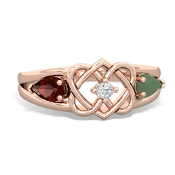 Garnet Hearts Intertwined 14K Rose Gold ring R5880