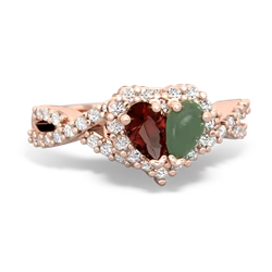 Garnet Diamond Twist 'One Heart' 14K Rose Gold ring R2640HRT